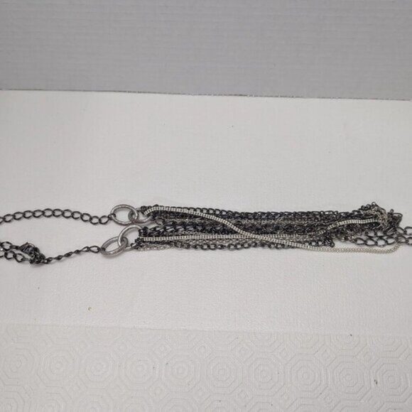 Vintage Multi Strand Silver Tone Statement Chain Necklace - Picture 6 of 7